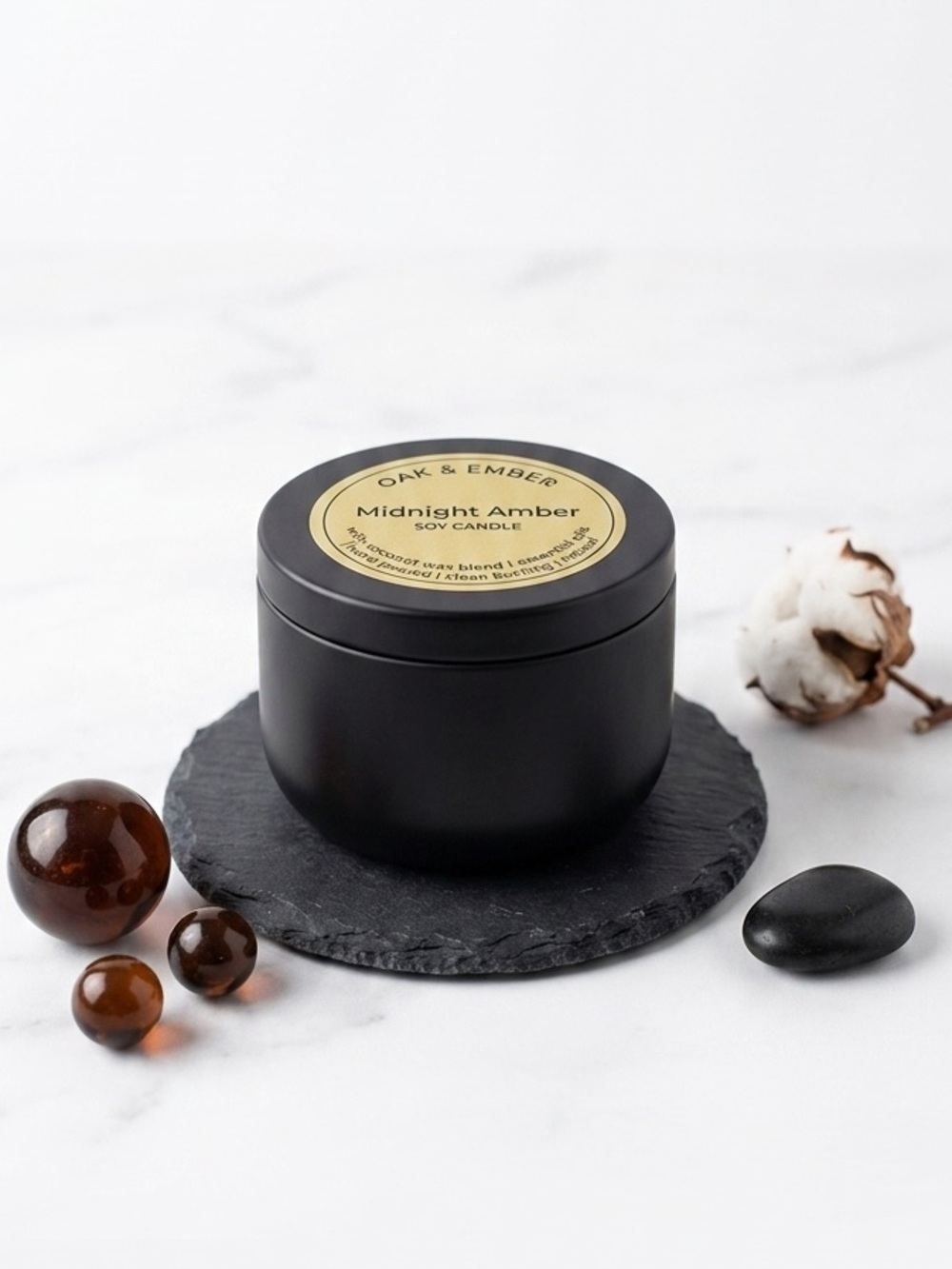 Midnight Amber Candle - Black